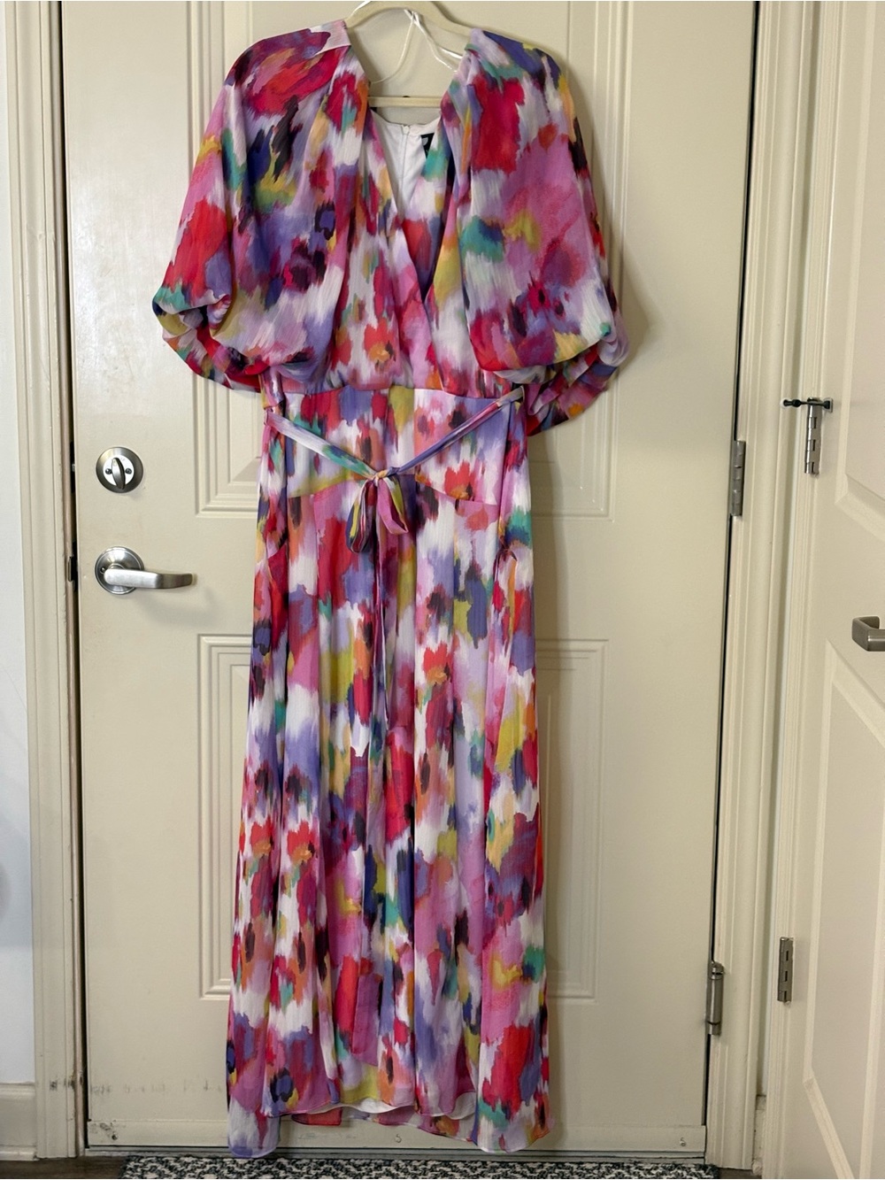 Maison Tara Multicolor Watercolor Print Maxi Dress in Pink SZ 20W EUC